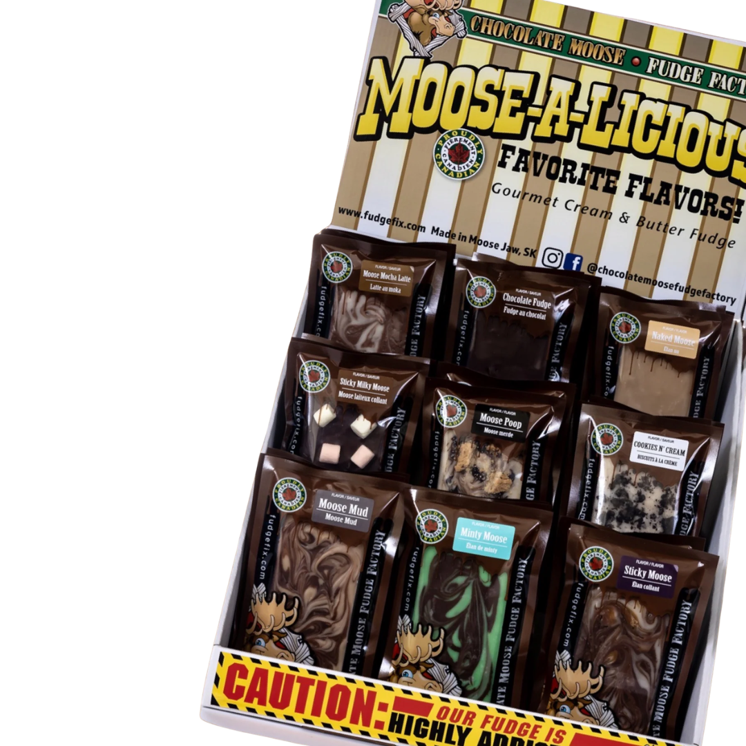 CHOCOLATE MOOSE FUDGE FACTORY 9 FLAVOUR TABLE DISPLAYER