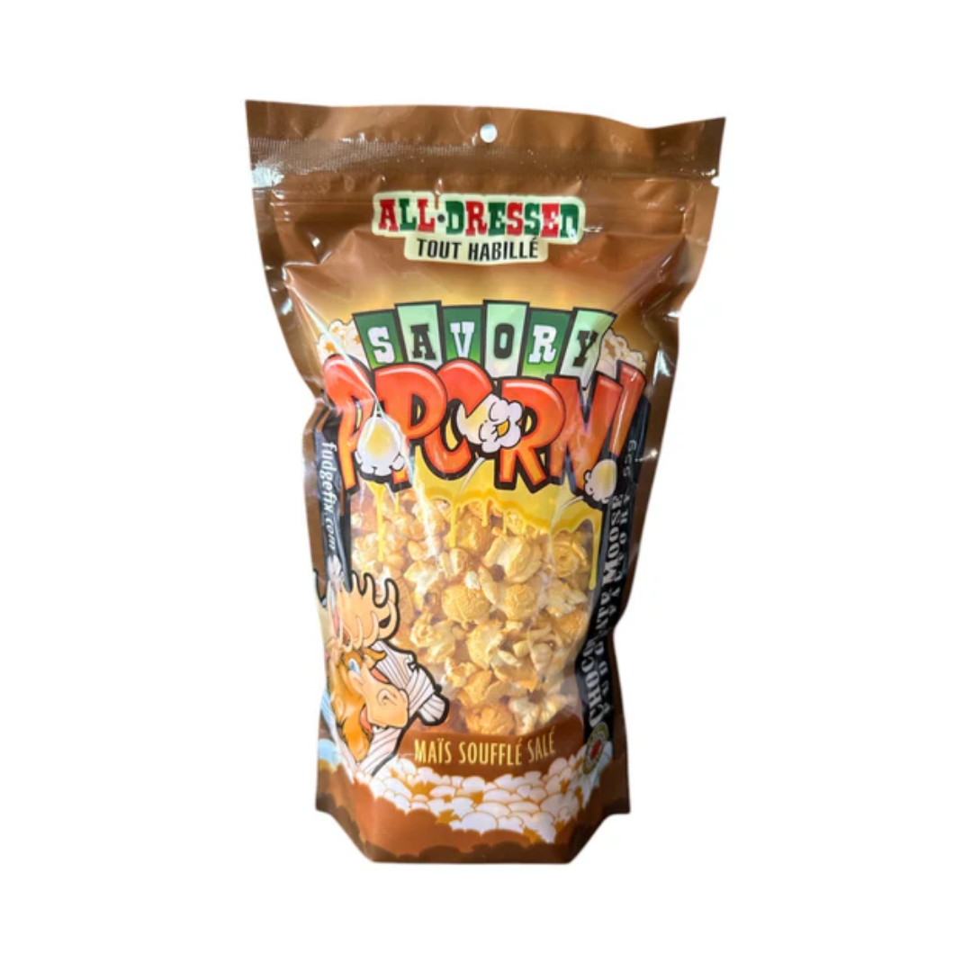 CHOCOLATE MOOSE FUDGE FACTORY ALL DRESSED SAVORY POPCORN