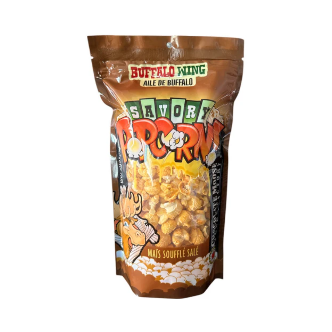 CHOCOLATE MOOSE FUDGE FACTORY BUFFALO WING SAVORY POPCORN