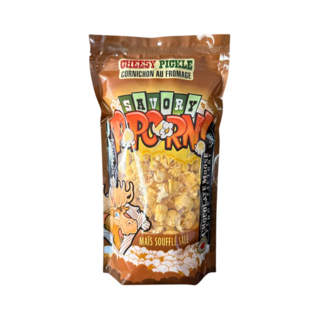CHOCOLATE MOOSE FUDGE FACTORY CHEESY PICKLE SAVORY POPCORN