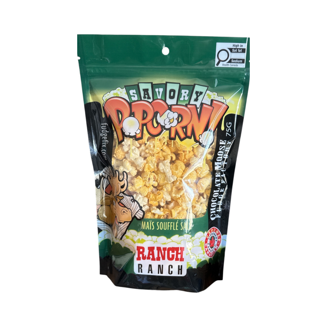 CHOCOLATE MOOSE FUDGE FACTORY RANCH SAVORY POPCORN