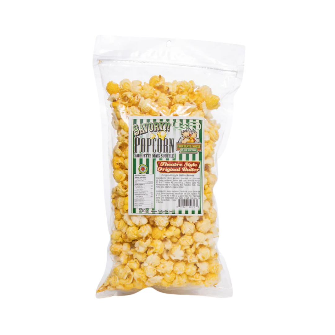 CHOCOLATE MOOSE FUDGE FACTORY THEATRE STYLE ORIGINAL BUTTER SAVORY POPCORN