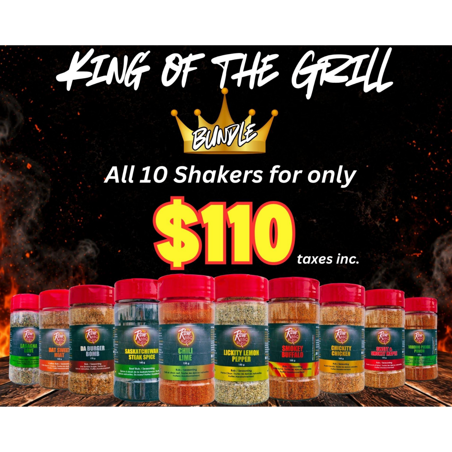 RAVE BBQ RUBS KING OF THE GRILL 10PK BUNDLE