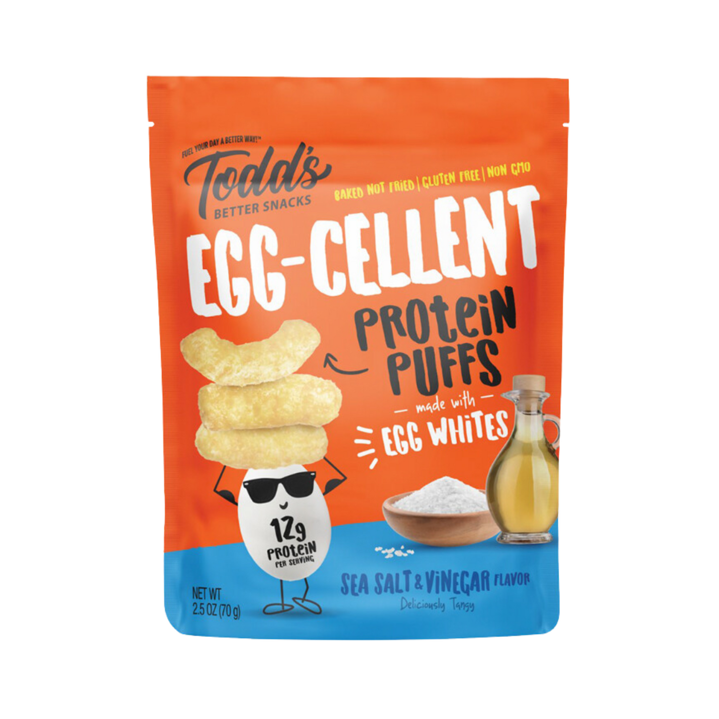 TODD'S EGG-CELLENT PROTEIN PUFFS SEA SALT & VINEGAR (70g pks)