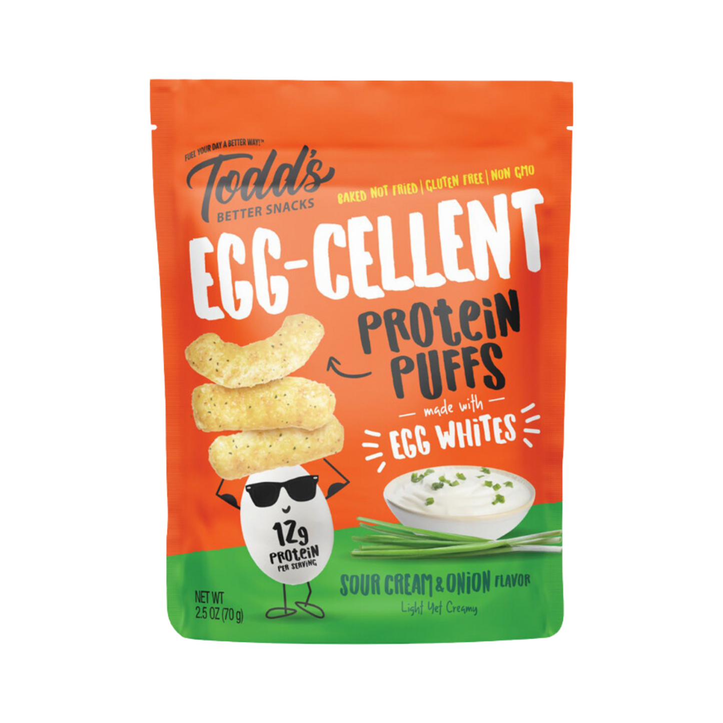 TODD'S EGG-CELLENT PROTEIN PUFFS SOUR CREAM & ONION (70g pks)