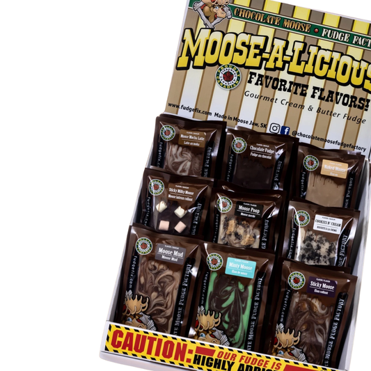 CHOCOLATE MOOSE FUDGE FACTORY 9 FLAVOUR TABLE  DISPLAYER