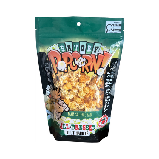 CHOCOLATE MOOSE FUDGE FACTORY ALL DRESSED SAVORY POPCORN