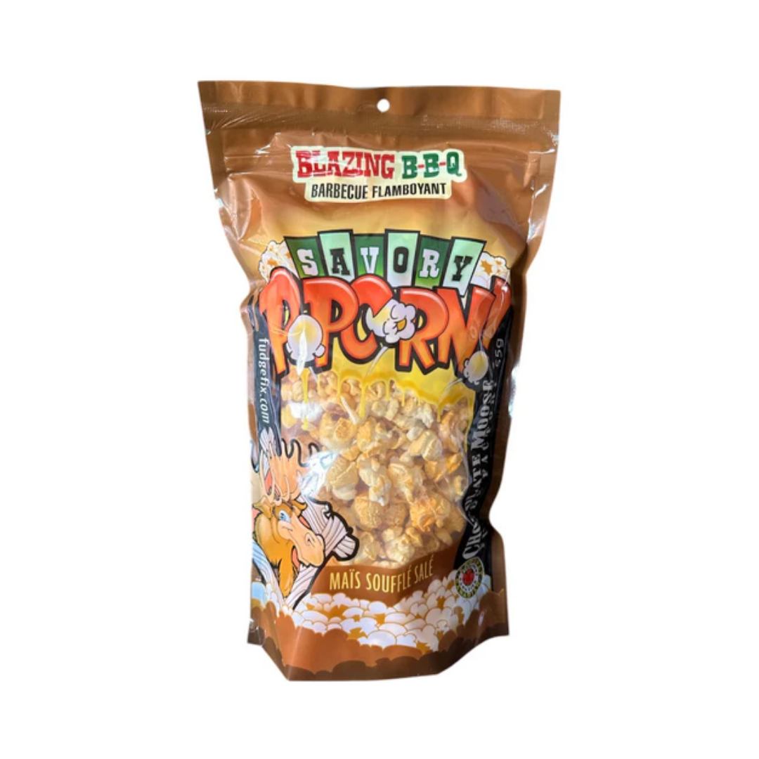 CHOCOLATE MOOSE FUDGE FACTORY BLAZING BBQ SAVORY POPCORN
