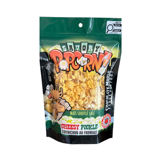 CHOCOLATE MOOSE FUDGE FACTORY CHEESY PICKLE SAVORY POPCORN