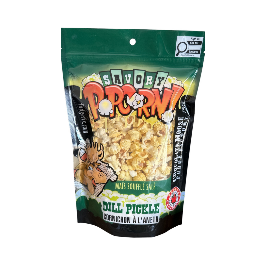 CHOCOLATE MOOSE FUDGE FACTORY DILL PICKLE SAVORY POPCORN