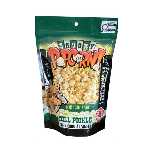 CHOCOLATE MOOSE FUDGE FACTORY DILL PICKLE SAVORY POPCORN