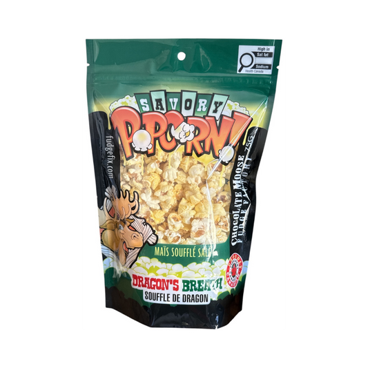 CHOCOLATE MOOSE FUDGE FACTORY DRAGON'S BREATH SAVORY POPCORN