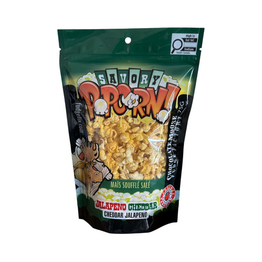 CHOCOLATE MOOSE FUDGE FACTORY JALAPENO CHEDDAR SAVORY POPCORN