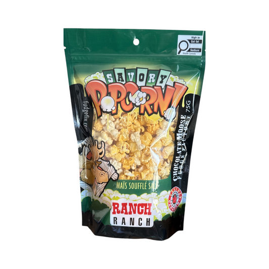 CHOCOLATE MOOSE FUDGE FACTORY RANCH SAVORY POPCORN