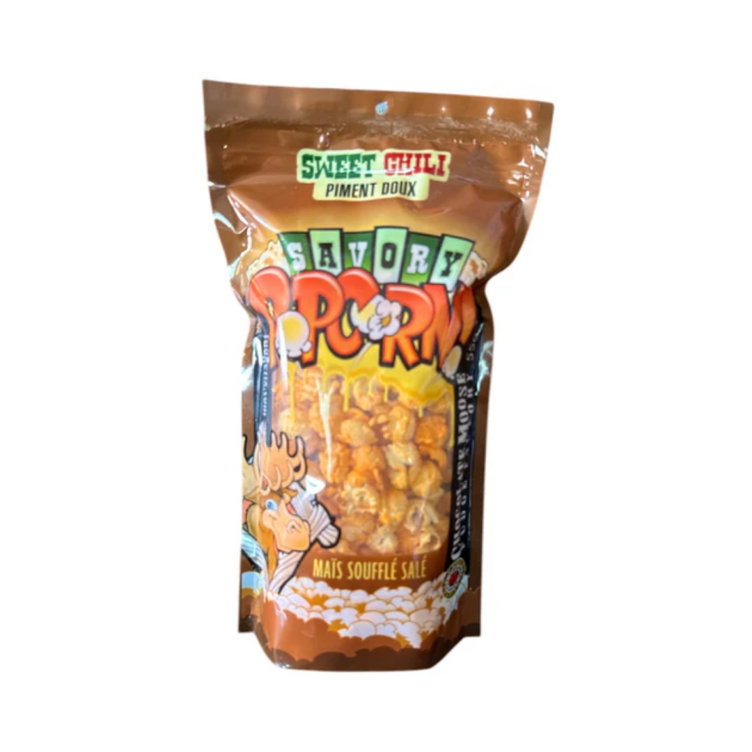 CHOCOLATE MOOSE FUDGE FACTORY SWEET CHILI SAVORY POPCORN