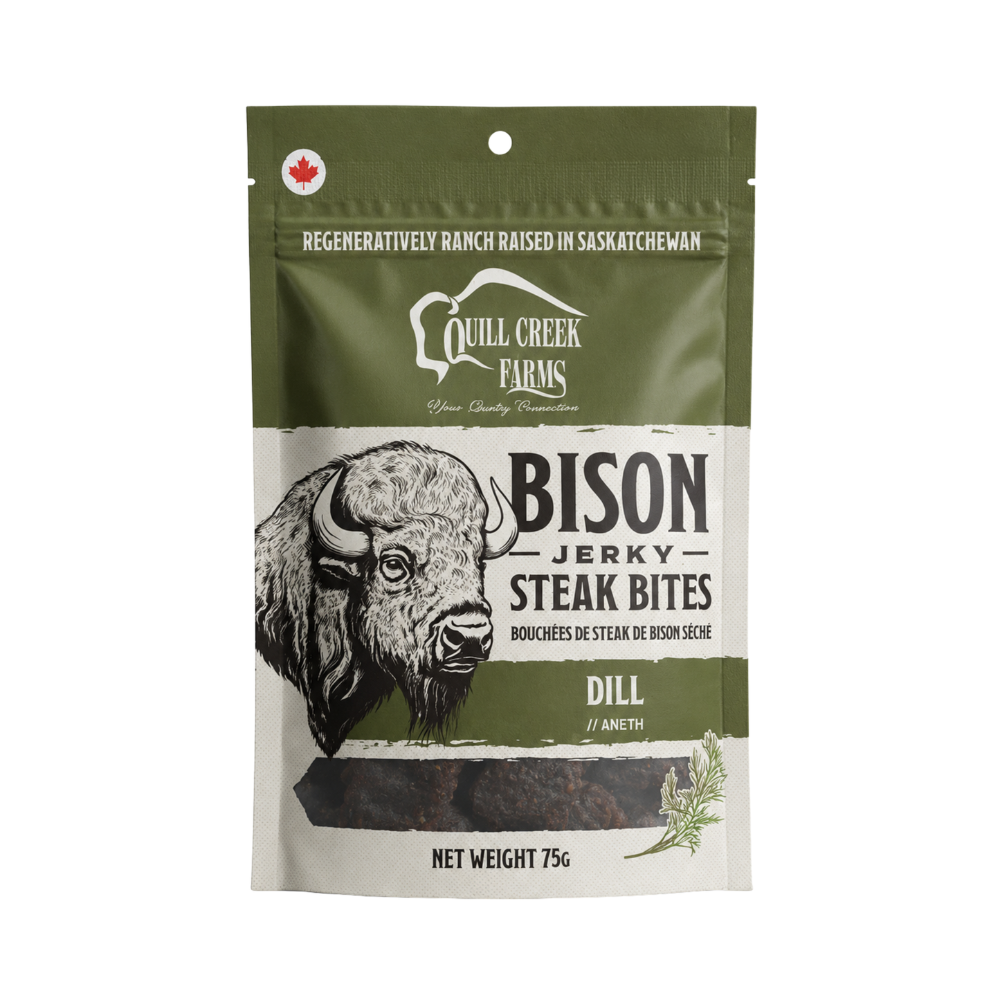 QUILL CREEK FARMS BISON JERKY BITES DILL