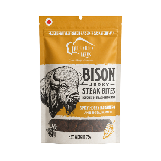 QUILL CREEK FARMS BISON JERKY BITES SPICY HONEY